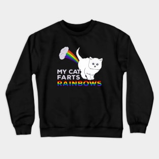 My Cat Farts Rainbows - Funny Cat Fart Rainbow Crewneck Sweatshirt